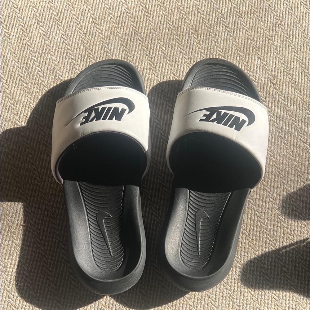 Nike Black and White Slide Sandals